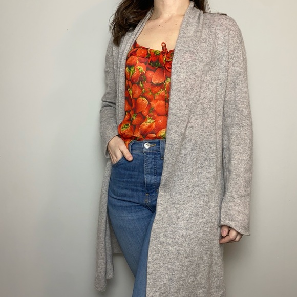 Lusso Cashmere Desiree Heather Gray Fog Cardigan - Picture 1 of 10